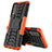 Silicone Matte Finish and Plastic Back Cover Case with Stand JX1 for Vivo Y20s Orange