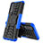 Silicone Matte Finish and Plastic Back Cover Case with Stand JX1 for Vivo Y30 Blue