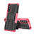 Silicone Matte Finish and Plastic Back Cover Case with Stand JX2 for Sony Xperia 5 IV Hot Pink