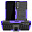 Silicone Matte Finish and Plastic Back Cover Case with Stand JX2 for Vivo Y11s Purple