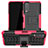 Silicone Matte Finish and Plastic Back Cover Case with Stand JX2 for Vivo Y20 Hot Pink