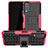 Silicone Matte Finish and Plastic Back Cover Case with Stand JX2 for Vivo Y20s Hot Pink