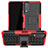 Silicone Matte Finish and Plastic Back Cover Case with Stand JX2 for Vivo Y30 Red