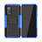 Silicone Matte Finish and Plastic Back Cover Case with Stand JX2 for Xiaomi Mi 10T 5G Blue