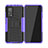 Silicone Matte Finish and Plastic Back Cover Case with Stand JX2 for Xiaomi Mi 10T 5G Purple