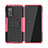 Silicone Matte Finish and Plastic Back Cover Case with Stand JX2 for Xiaomi Mi 10T Pro 5G Hot Pink