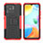 Silicone Matte Finish and Plastic Back Cover Case with Stand JX2 for Xiaomi Redmi 10C 4G Red