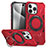 Silicone Matte Finish and Plastic Back Cover Case with Stand K02C for Apple iPhone 14 Pro Red