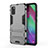 Silicone Matte Finish and Plastic Back Cover Case with Stand KC1 for Samsung Galaxy A41