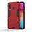 Silicone Matte Finish and Plastic Back Cover Case with Stand KC1 for Samsung Galaxy A60 Red