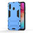 Silicone Matte Finish and Plastic Back Cover Case with Stand KC1 for Samsung Galaxy A60 Sky Blue