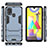 Silicone Matte Finish and Plastic Back Cover Case with Stand KC1 for Samsung Galaxy M21s