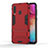 Silicone Matte Finish and Plastic Back Cover Case with Stand KC1 for Samsung Galaxy M40 Red