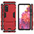 Silicone Matte Finish and Plastic Back Cover Case with Stand KC1 for Samsung Galaxy S20 FE (2022) 5G