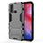 Silicone Matte Finish and Plastic Back Cover Case with Stand KC1 for Vivo Y50 Gray