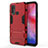 Silicone Matte Finish and Plastic Back Cover Case with Stand KC1 for Vivo Y50 Red
