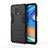 Silicone Matte Finish and Plastic Back Cover Case with Stand KC1 for Xiaomi Redmi Note 9 Pro Black