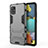 Silicone Matte Finish and Plastic Back Cover Case with Stand KC2 for Samsung Galaxy A51 5G Gray