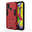 Silicone Matte Finish and Plastic Back Cover Case with Stand KC2 for Samsung Galaxy M21s Red