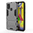Silicone Matte Finish and Plastic Back Cover Case with Stand KC2 for Samsung Galaxy M31 Prime Edition Gray