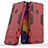 Silicone Matte Finish and Plastic Back Cover Case with Stand KC2 for Samsung Galaxy M40 Red