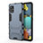 Silicone Matte Finish and Plastic Back Cover Case with Stand KC2 for Samsung Galaxy M40S Blue