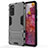 Silicone Matte Finish and Plastic Back Cover Case with Stand KC2 for Samsung Galaxy S20 FE 5G Gray