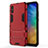 Silicone Matte Finish and Plastic Back Cover Case with Stand KC2 for Xiaomi Redmi 9A Red