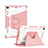 Silicone Matte Finish and Plastic Back Cover Case with Stand L04 for Apple iPad Mini 4 Pink