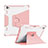 Silicone Matte Finish and Plastic Back Cover Case with Stand L04 for Apple iPad Pro 12.9 (2020) Pink
