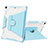 Silicone Matte Finish and Plastic Back Cover Case with Stand L04 for Apple New iPad 9.7 (2018) Blue
