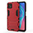 Silicone Matte Finish and Plastic Back Cover Case with Stand M01 for Oppo A72 5G Red