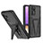 Silicone Matte Finish and Plastic Back Cover Case with Stand MQ1 for Samsung Galaxy A52 5G Black