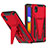 Silicone Matte Finish and Plastic Back Cover Case with Stand MQ1 for Samsung Galaxy M01 Core Red
