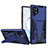 Silicone Matte Finish and Plastic Back Cover Case with Stand MQ1 for Samsung Galaxy Note 10 Plus 5G Blue