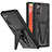 Silicone Matte Finish and Plastic Back Cover Case with Stand MQ1 for Samsung Galaxy Note 20 5G Black