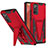 Silicone Matte Finish and Plastic Back Cover Case with Stand MQ1 for Samsung Galaxy Note 20 5G Red