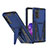 Silicone Matte Finish and Plastic Back Cover Case with Stand MQ1 for Samsung Galaxy S20 5G Blue
