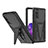 Silicone Matte Finish and Plastic Back Cover Case with Stand MQ1 for Samsung Galaxy S20 Black