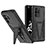 Silicone Matte Finish and Plastic Back Cover Case with Stand MQ1 for Samsung Galaxy S20 Ultra 5G Black