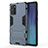 Silicone Matte Finish and Plastic Back Cover Case with Stand N01 for Samsung Galaxy Note 20 5G Blue