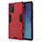 Silicone Matte Finish and Plastic Back Cover Case with Stand N01 for Samsung Galaxy Note 20 5G Red