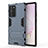 Silicone Matte Finish and Plastic Back Cover Case with Stand N02 for Samsung Galaxy Note 20 Ultra 5G Blue