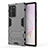 Silicone Matte Finish and Plastic Back Cover Case with Stand N02 for Samsung Galaxy Note 20 Ultra 5G Gray