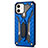 Silicone Matte Finish and Plastic Back Cover Case with Stand R01 for Apple iPhone 12 Mini Blue