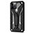 Silicone Matte Finish and Plastic Back Cover Case with Stand R01 for Apple iPhone 12 Pro Black
