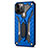 Silicone Matte Finish and Plastic Back Cover Case with Stand R01 for Apple iPhone 12 Pro Blue