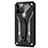 Silicone Matte Finish and Plastic Back Cover Case with Stand R01 for Apple iPhone 12 Pro Max Black