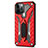 Silicone Matte Finish and Plastic Back Cover Case with Stand R01 for Apple iPhone 12 Pro Max Red