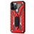 Silicone Matte Finish and Plastic Back Cover Case with Stand R01 for Apple iPhone 12 Pro Red